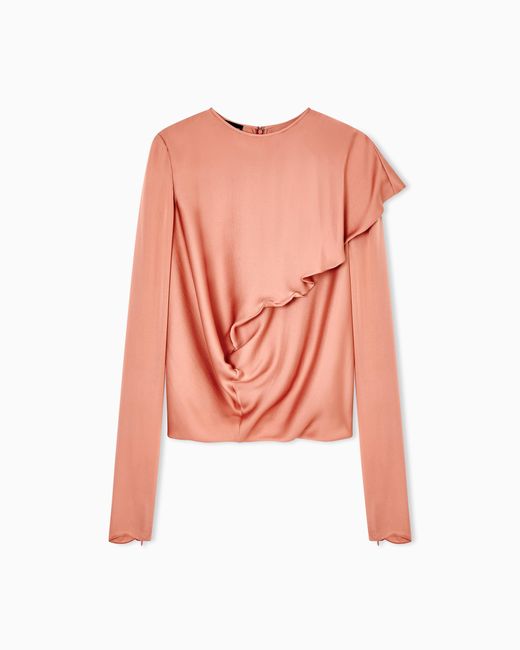 Giorgio Armani Pink Draped Silk Charmeuse Blouse