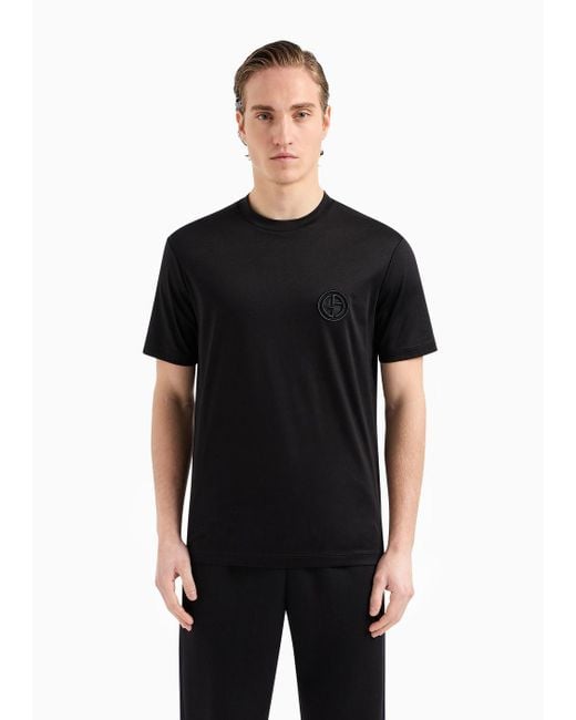 Giorgio Armani Black Pure Cotton Interlock Crew-neck T-shirt for men