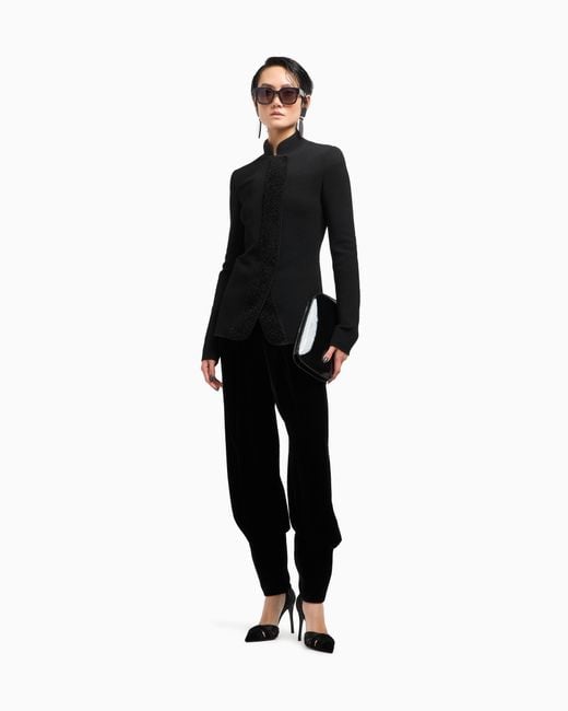 Giorgio Armani Black Viscose Ottoman Single-Breasted Jacket