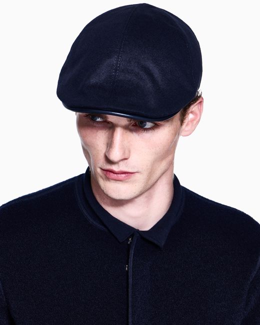 Giorgio Armani Blue Wool-Blend Flat Cap for men