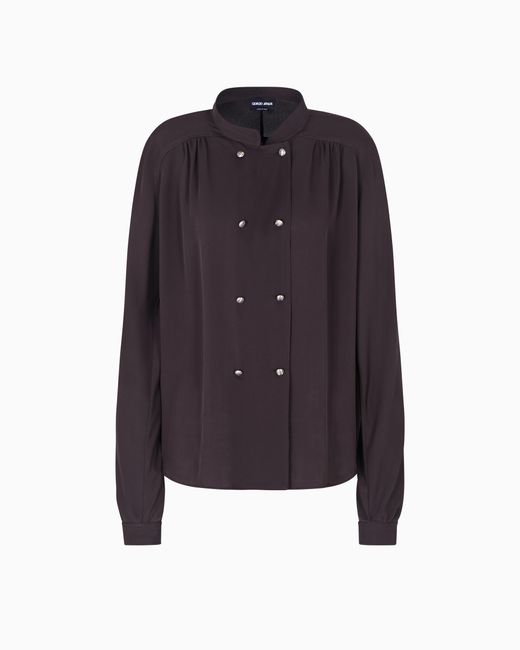 Giorgio Armani Blue Triple Silk Georgette Shirt