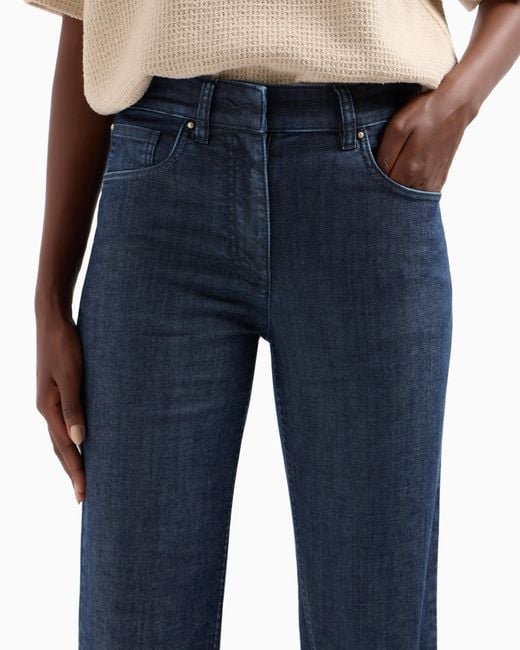 Giorgio Armani Blue Denim Collection Five-Pocket Flared Trousers