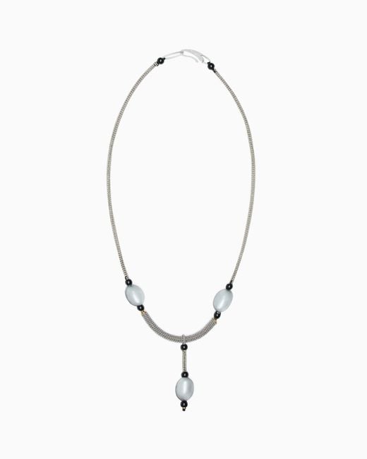Giorgio Armani White Necklace With Brass, Resin And Glass Pendants
