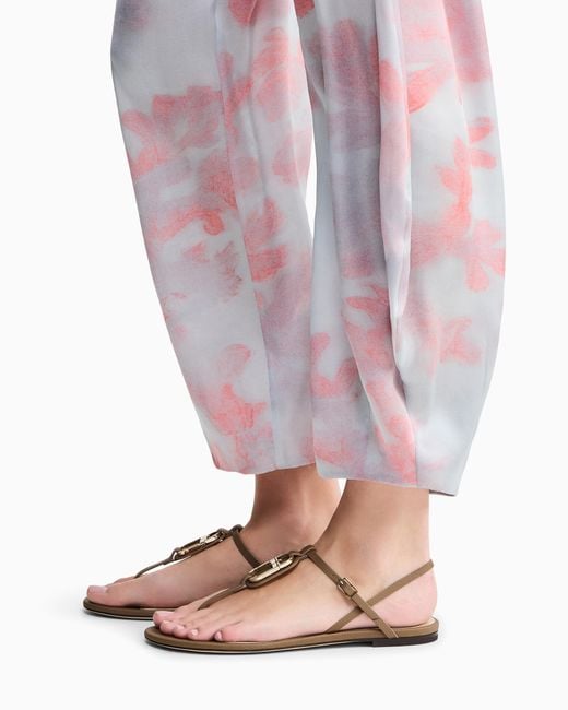 Giorgio Armani White Leather Flat Thong Sandals
