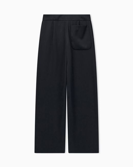Giorgio Armani Blue Embroidered Trouser Sera Regular Fit Satin Rhinestone Trim