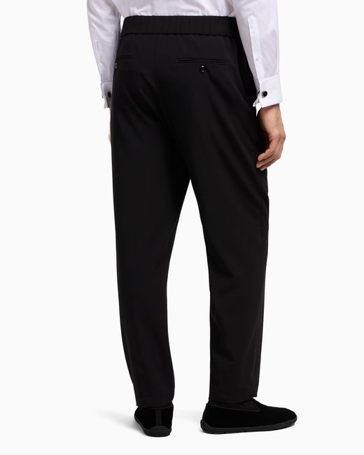 Giorgio Armani Black Single-Pleat, Pure Virgin Wool Crêpe Trousers for men