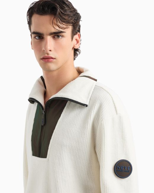 Neve Felpa Con Zip 3/4 di Giorgio Armani in White da Uomo