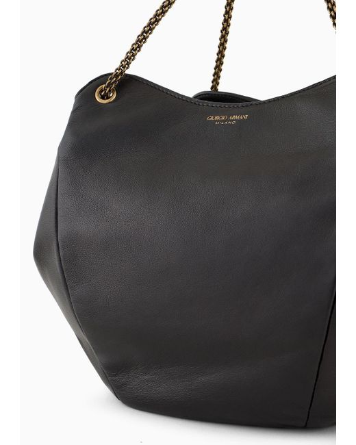 Giorgio Armani Black Nappa Leather Shoulder Bag