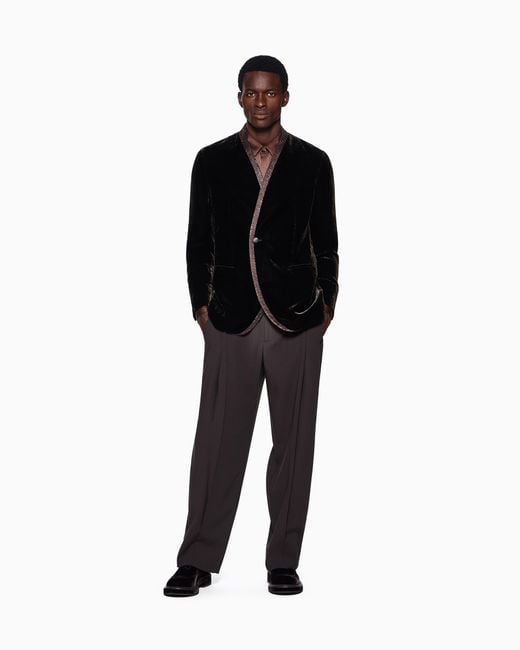 Giorgio Armani Black Blazer Giorgio's Smoking Upton Regular Viscose Velvet for men