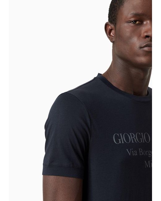 Giorgio Armani Black Borgonuovo 11 Crew-neck T-shirt In Pima Cotton Jersey for men