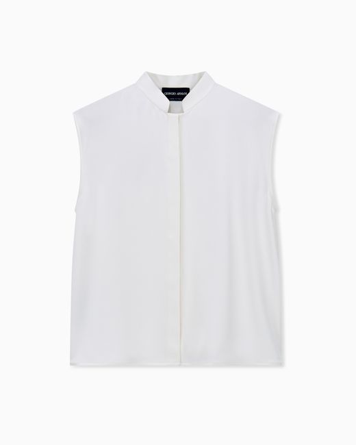Giorgio Armani White Shirt With Sleeveless Mandarin Collar