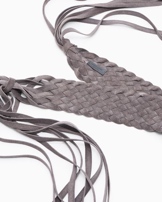 Giorgio Armani White Woven Suede Belt