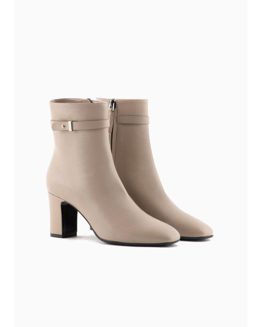 Giorgio Armani White Nappa-leather Heeled Ankle Boots