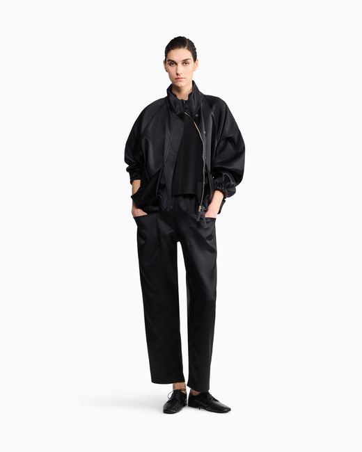 Giorgio Armani Blue Trousers Techno Duchesse Oversized Fit With Front Pockets