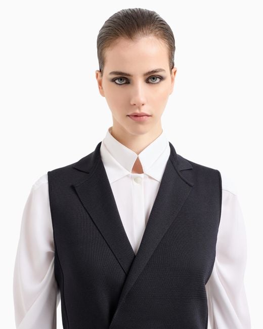 Chaleco De Abotonadura Doble De Punto De Seda Giorgio Armani de color Black