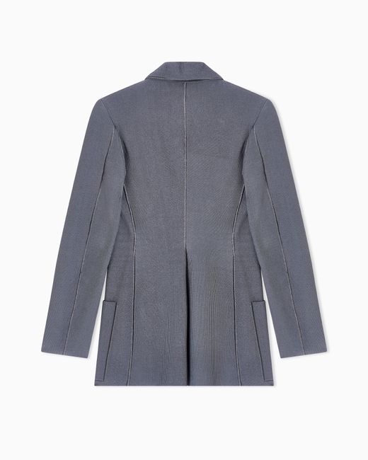 Giorgio Armani Blue Viscose-Blend Knit Single-Breasted Jacket