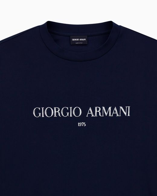 Giorgio Armani Blue Cotton Interlock-Jersey T-Shirt for men