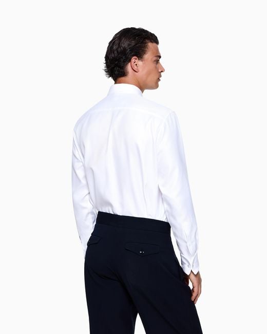 Giorgio Armani White Cavalry Cotton Shirt for men