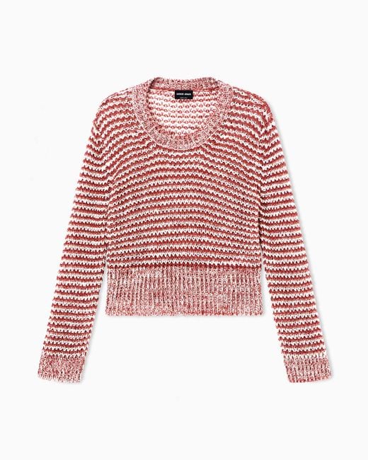 Giorgio Armani Red Linen-Blend Crew-Neck Jumper