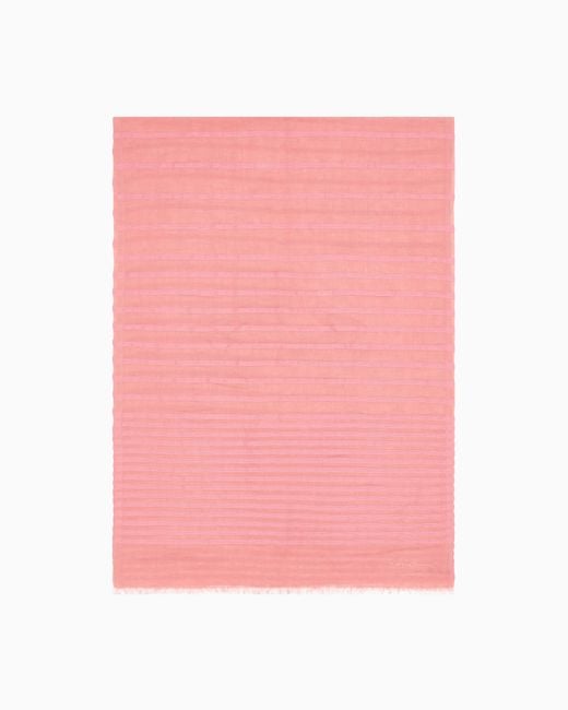 Giorgio Armani Pink Jacquard Striped Linen And Cotton Stole