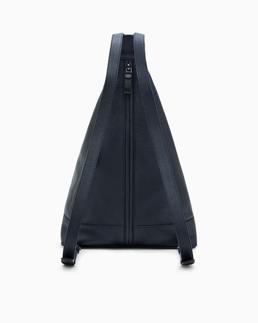Giorgio Armani Blue Pebbled Leather Sack Backpack for men