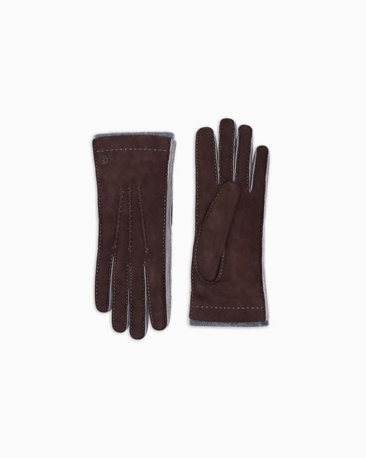 Giorgio Armani Brown Two-Tone Lambskin Suede Gloves