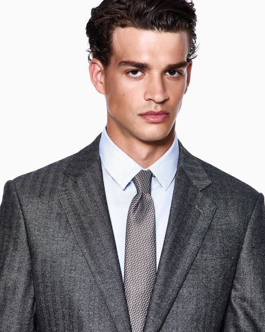Giorgio Armani White Printed Silk Tie for men