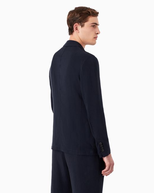 Giorgio Armani Blue Cupro Jacket With A Single-Breasted Two-Button Design Icon for men