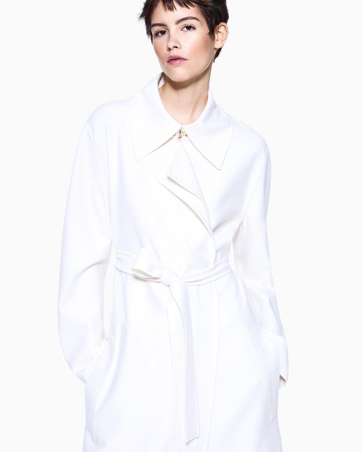 Giorgio Armani White Virgin-Wool Long Coat