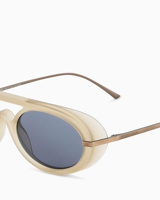 Giorgio Armani Blue Oval Sunglasses for men