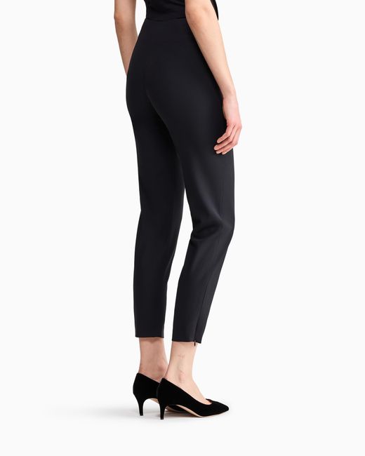 Giorgio Armani Blue Wool Crepe Pants With A High Waist And Side Zip