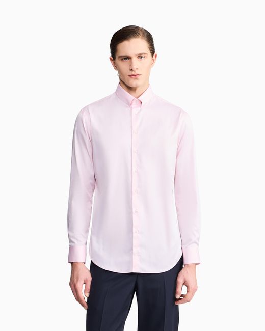 Giorgio Armani Pink Cotton Twill Shirt for men