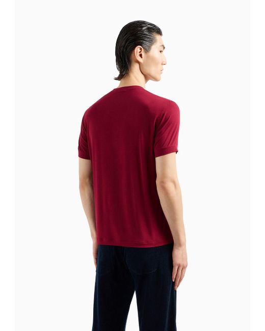 Giorgio Armani Red Crew-neck Short-sleeved T-shirt In Stretch Viscose Jersey for men