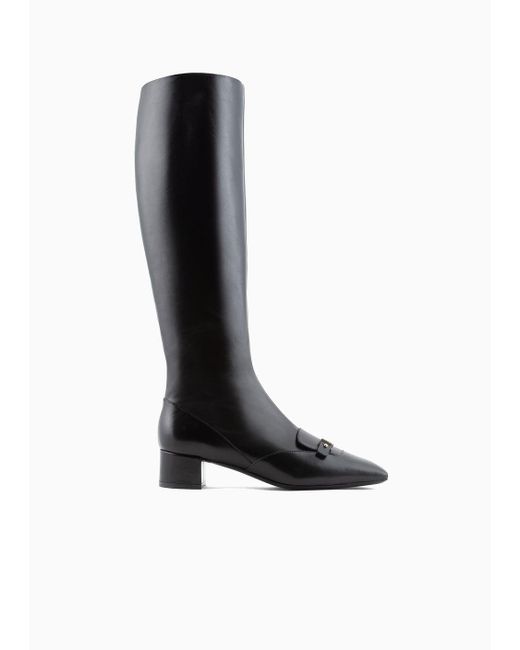 Giorgio Armani Black Heeled, Nappa-leather Boots