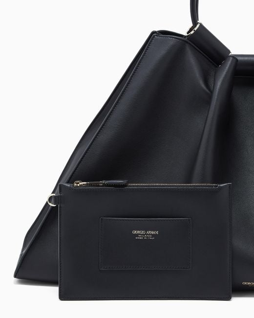 Giorgio Armani Black Large Nappa Leather Shopper