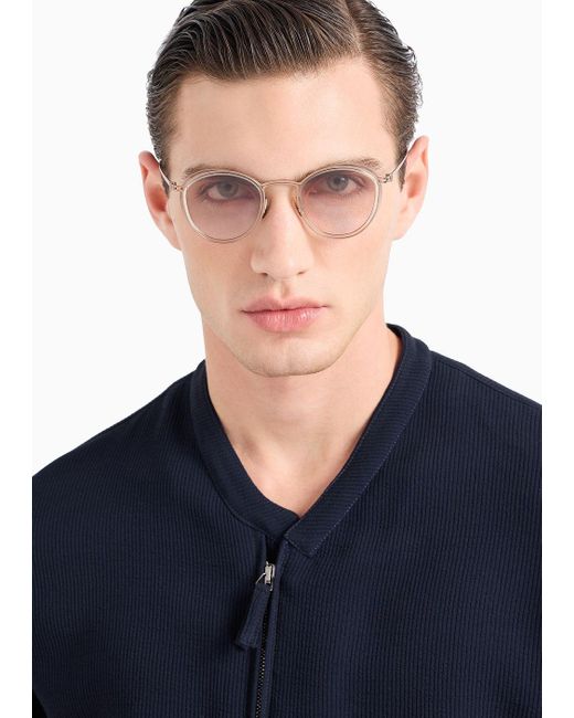 Giorgio Armani White Herrensonnenbrille Mit Panto-fassung