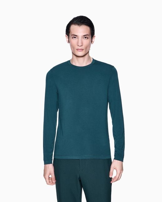 Giorgio Armani Green Long Sleeve Jumper for men