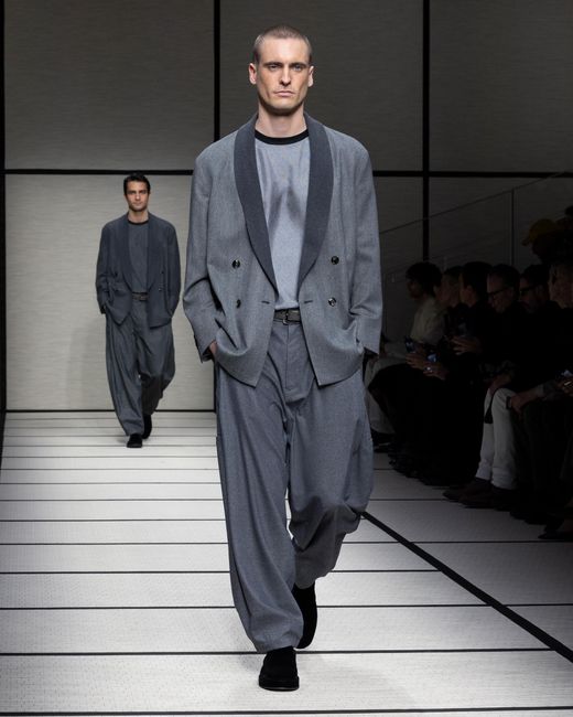 Giorgio Armani Gray Silk Twill T-Shirt Shirt for men