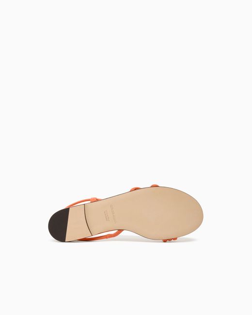 Giorgio Armani White Flat Leather Sandals