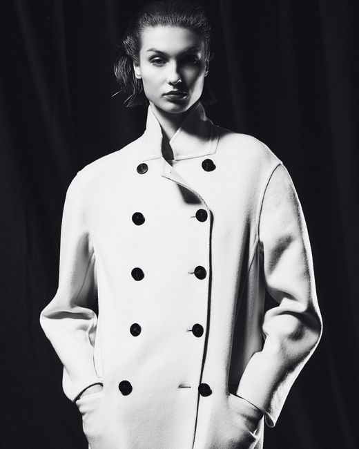 Giorgio Armani White Double-Breasted Cashmere Double Cloth Coat