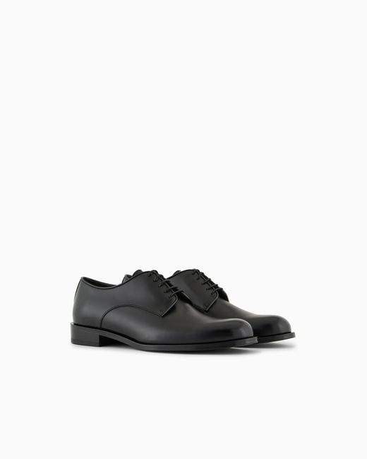 Giorgio Armani Black Leather Derby Shoes for men