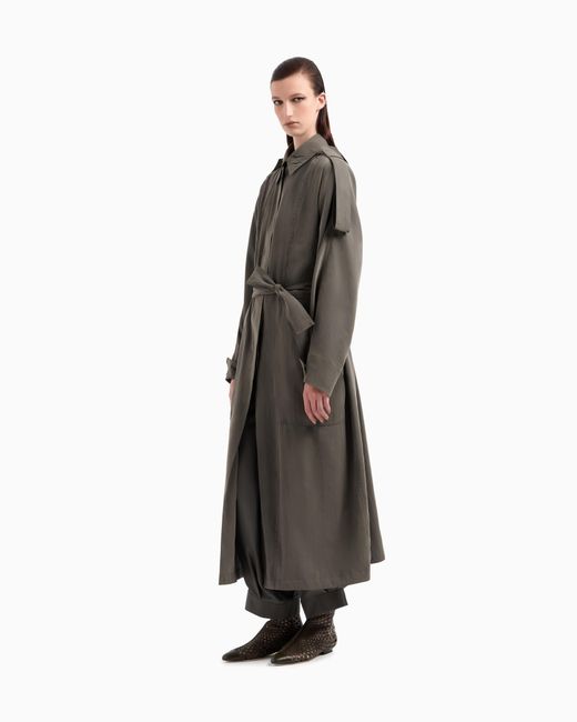 Giorgio Armani Gray Washed Silk Trench Coat