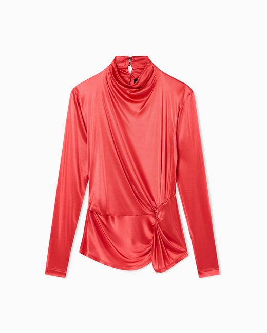 Giorgio Armani Red Viscose Jersey Long-Sleeved Jumper