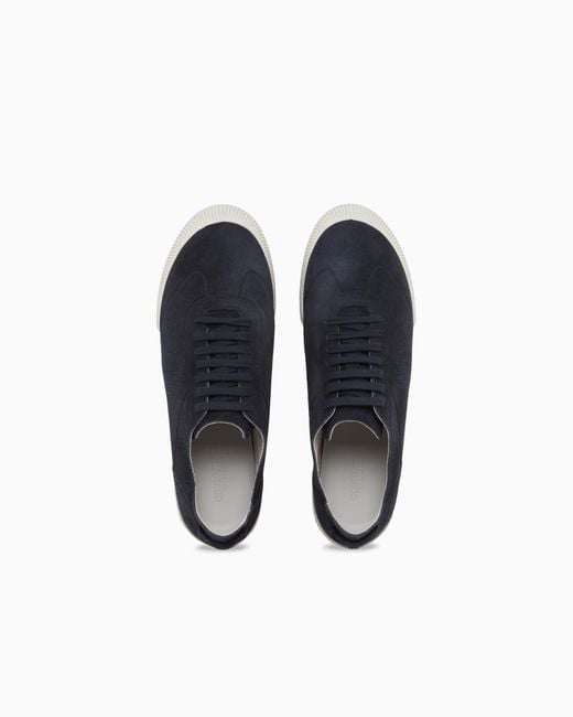 Giorgio Armani Blue Suede Sneakers for men
