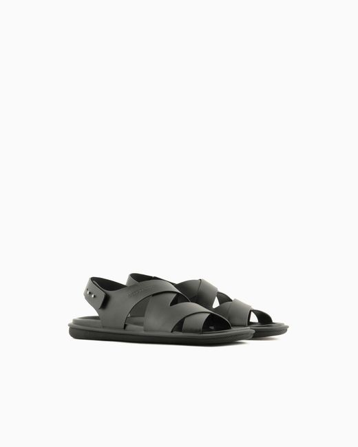 Giorgio Armani White Leather Woven Sandals for men