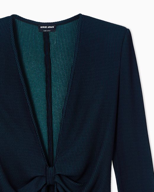 Giorgio Armani Blue Ribbed Viscose Jumper