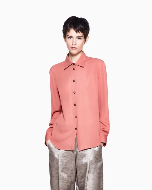 Giorgio Armani Pink Triple Silk Georgette Shirt