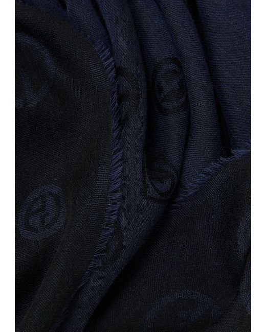 Giorgio Armani Blue Monogram Jacquard Cashmere Stole for men