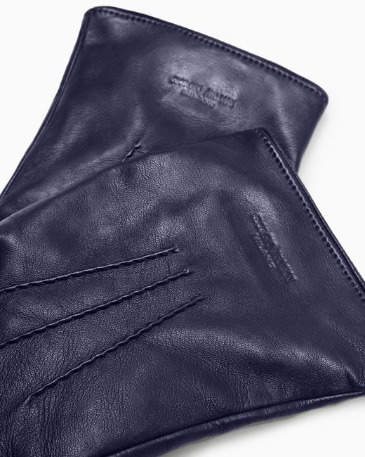 Giorgio Armani Black Nappa-Leather Gloves for men