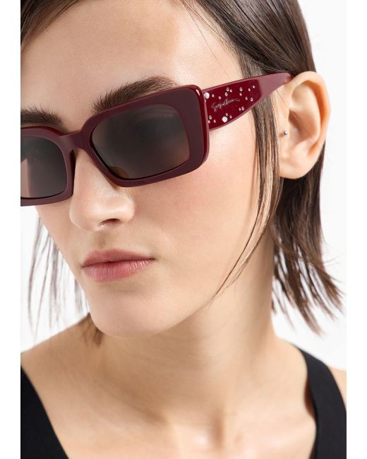 Giorgio Armani Brown Rectangular Sunglasses